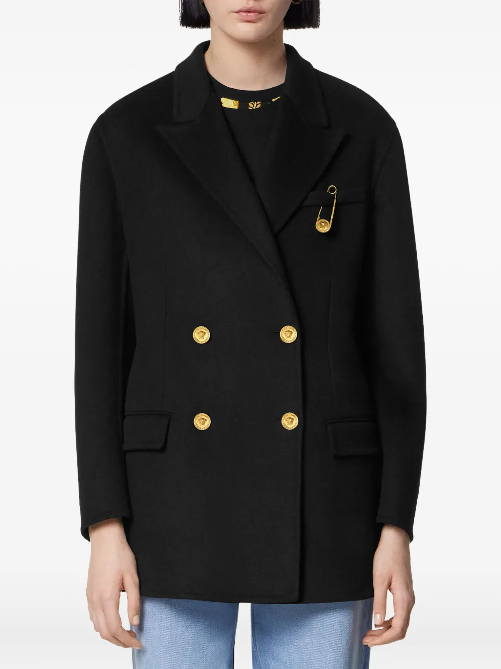 Versace Jas met dubbele rij knopen Zwart