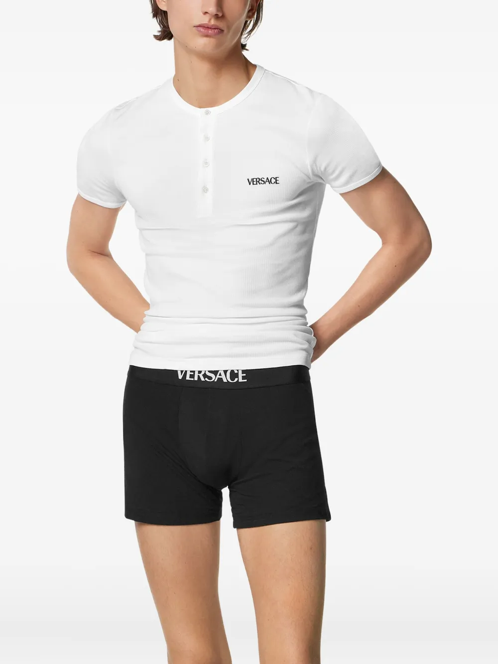 Versace Boxershorts met logoband Zwart