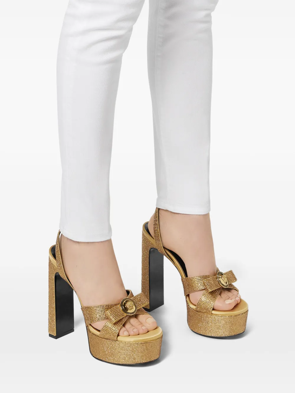 Versace 140mm crystal-embellished sandals Yellow