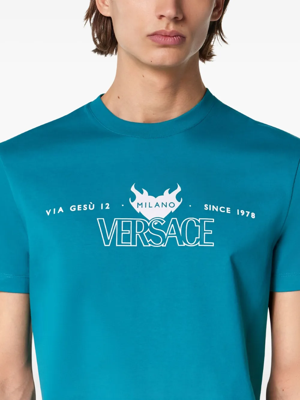 Versace T-shirt met logoprint Blauw