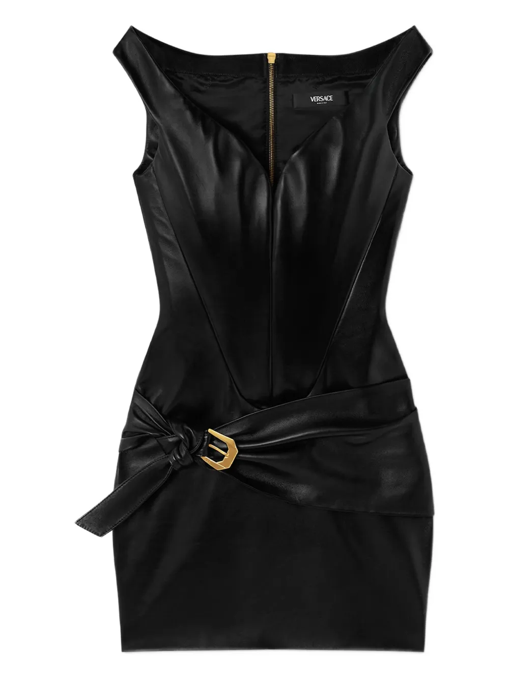 Versace belted leather mini dress | Black | Image 1