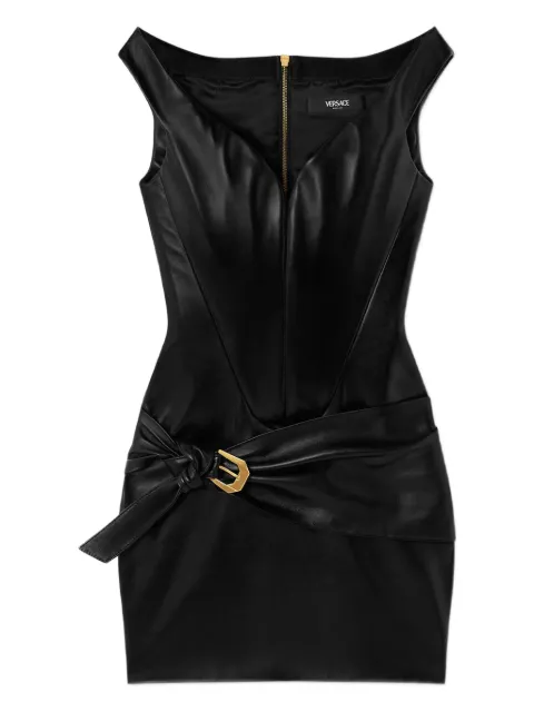 Versace belted leather mini dress