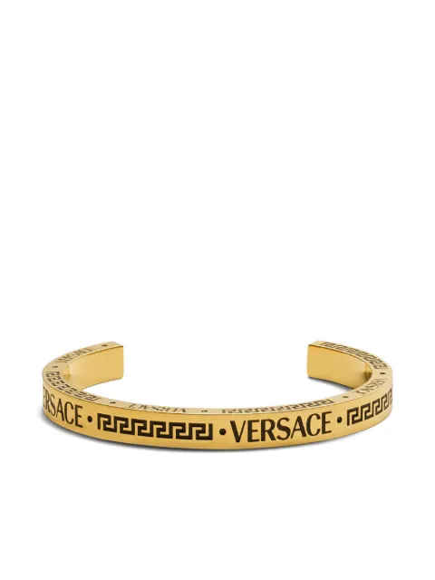 Versace engraved-logo cuff bracelet