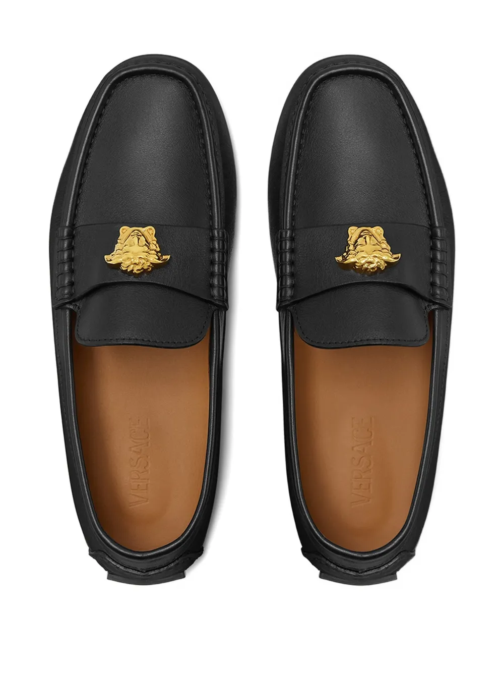 Versace Medusa-plaque leather loafers Black