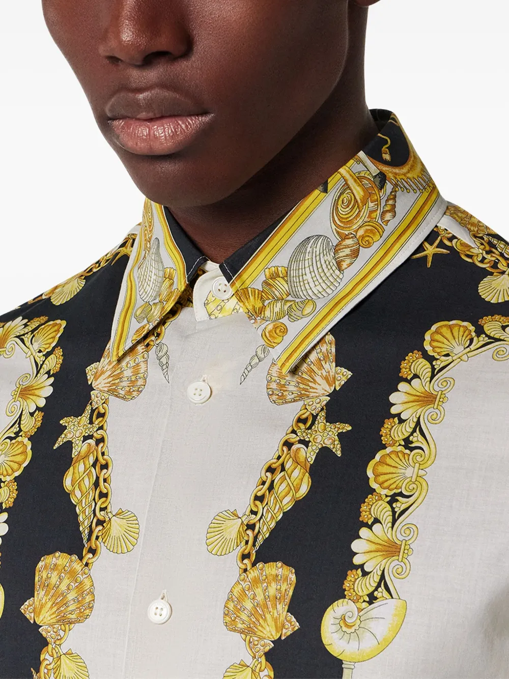 Versace Coral Theatre katoenen overhemd Zwart