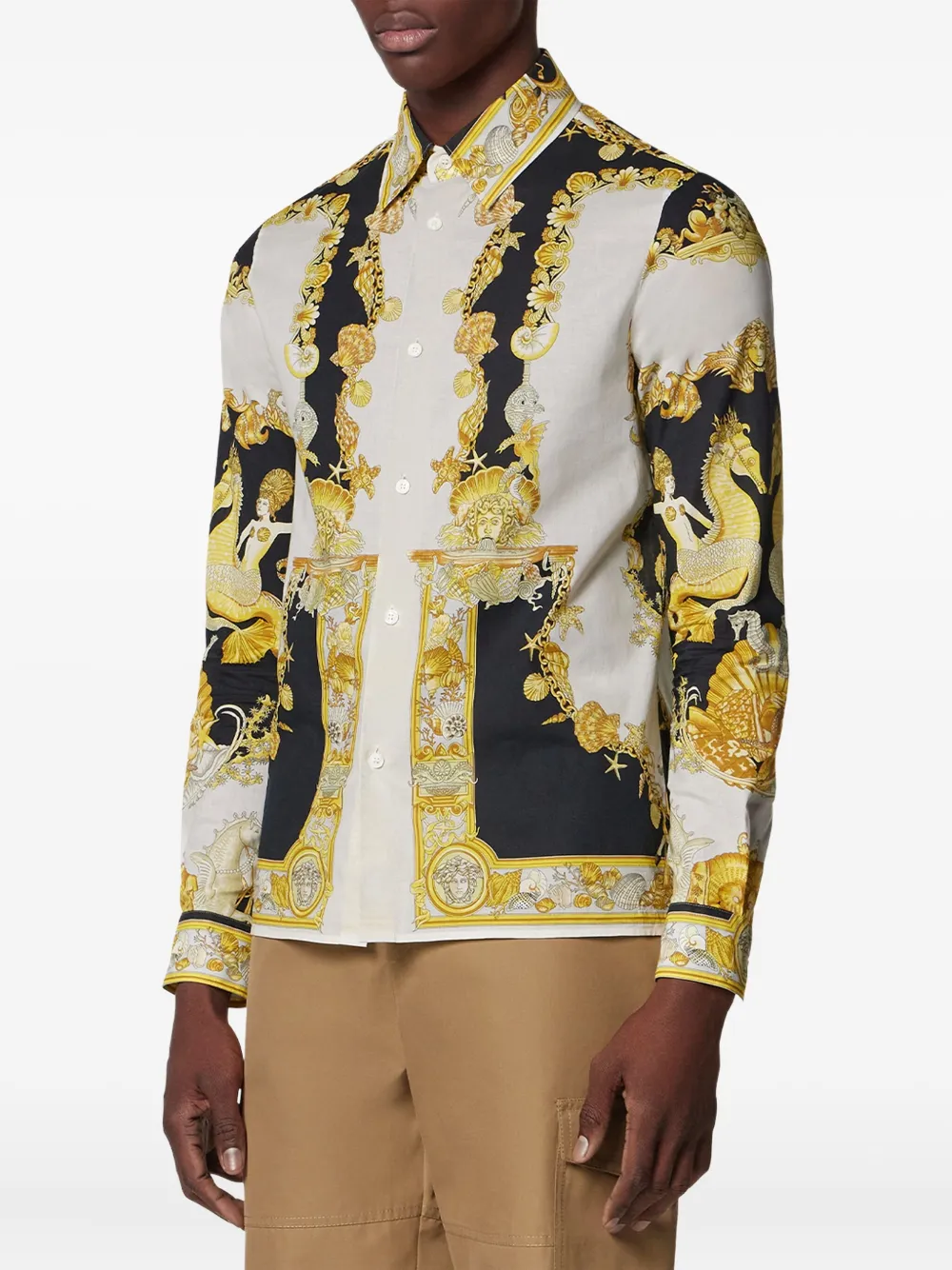 Versace Coral Theatre katoenen overhemd Zwart