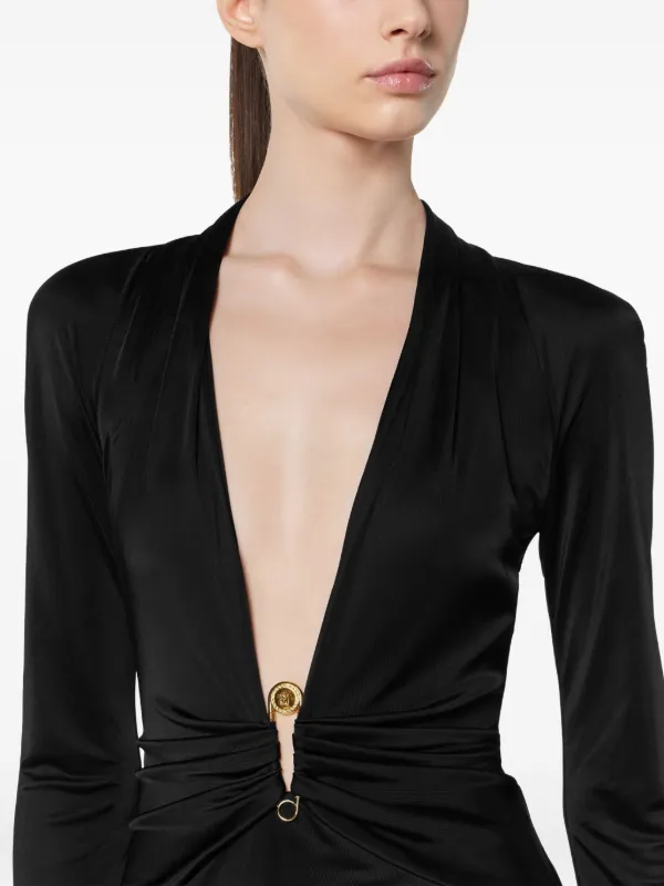 Versace Safety Pin Fitted Mini Dress, female, Black, 42