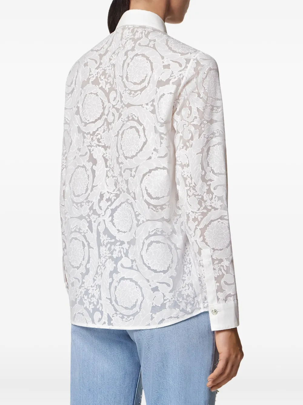 Versace Button-up blouse met Barocco-jacquard Wit
