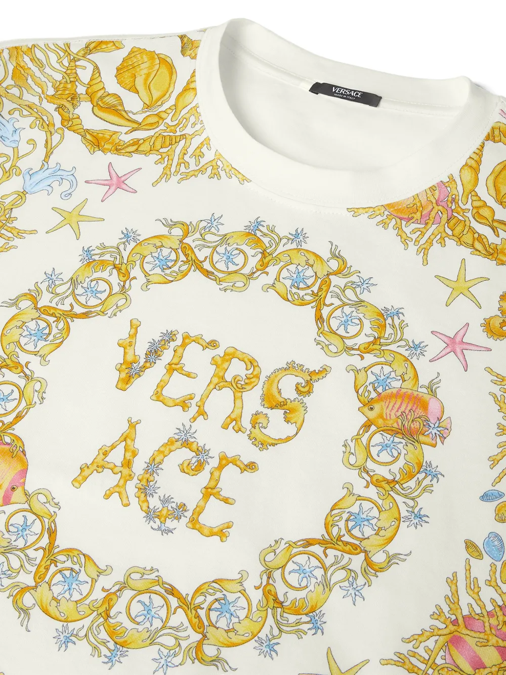 Versace Underwater Barocco cropped T-shirt Wit