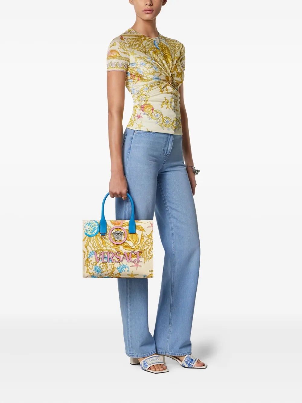 Versace Underwater Barocco canvas shopper - Beige
