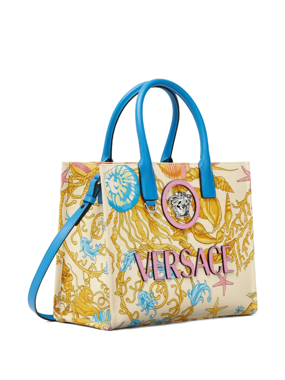 Versace Underwater Barocco canvas shopper Beige