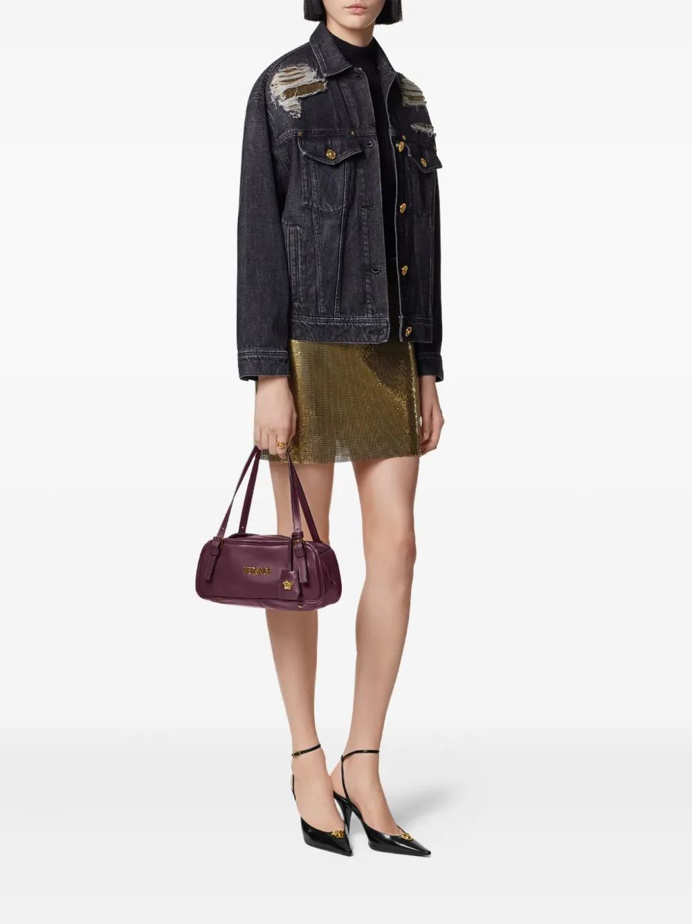 Versace chamarra de mezclilla con efecto envejecido | Chamarras de mezclilla | Image 2