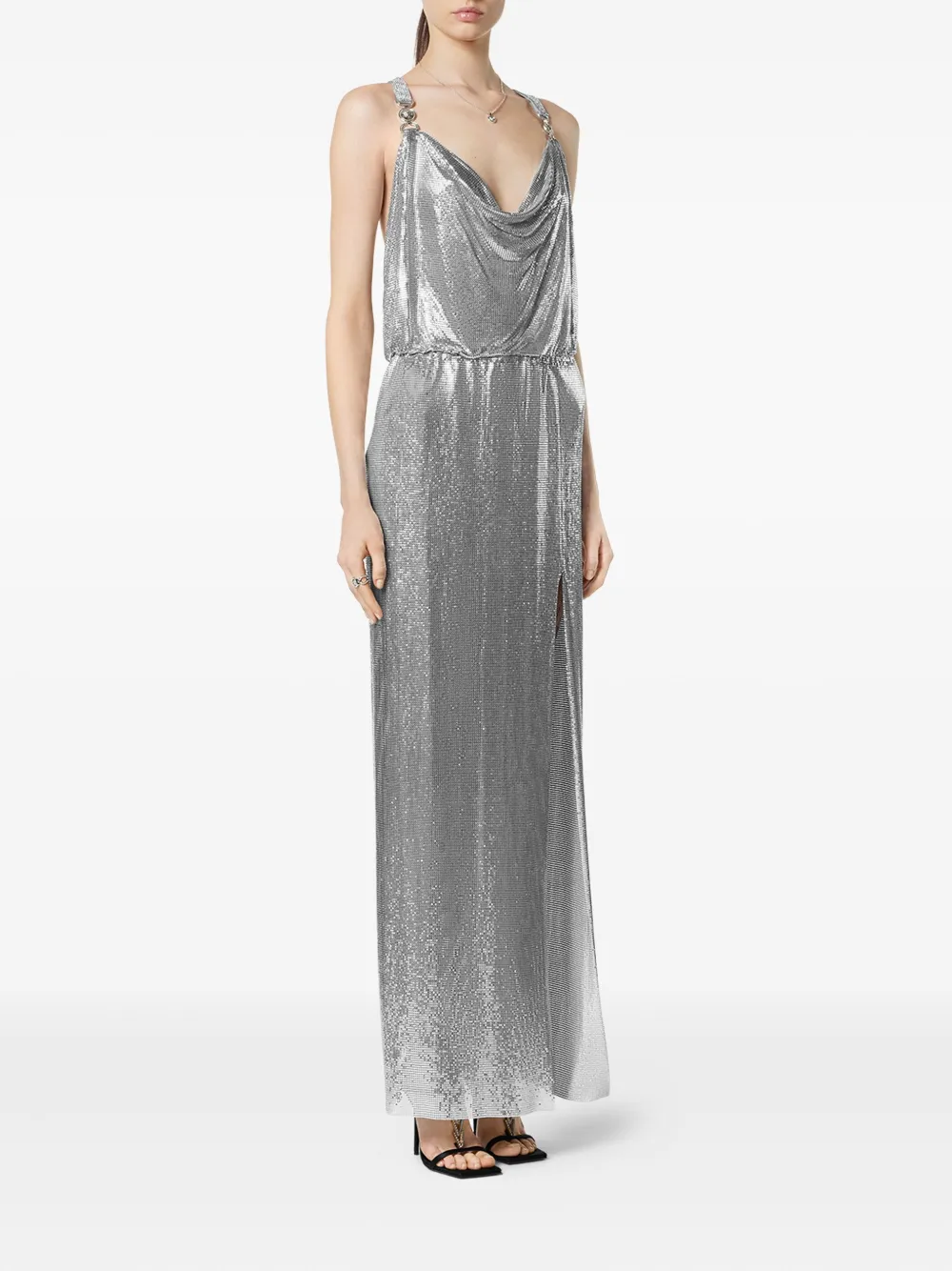 Versace Medusa '95 maxi-jurk met maliën Zilver