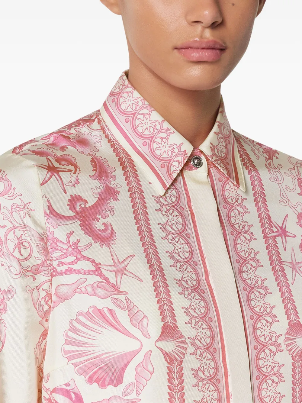 Versace Blouse met Underwater Barocco-print Roze