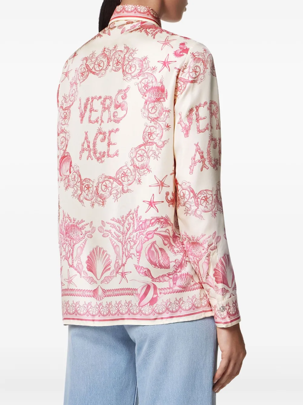 Versace Blouse met Underwater Barocco-print Roze