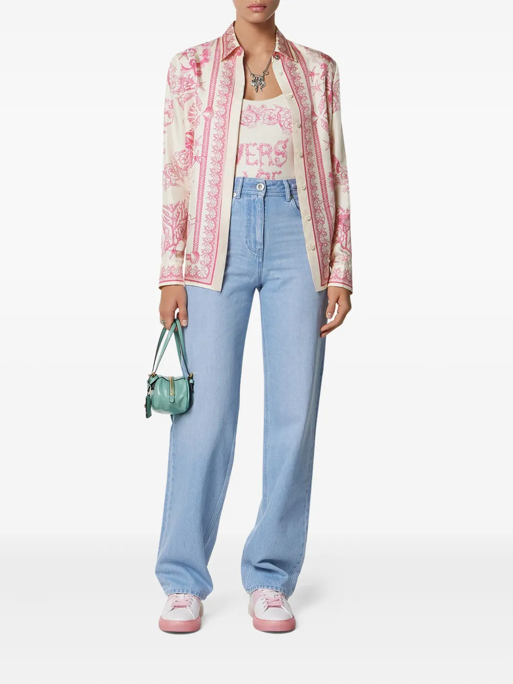 Versace Blouse met Underwater Barocco-print - Roze