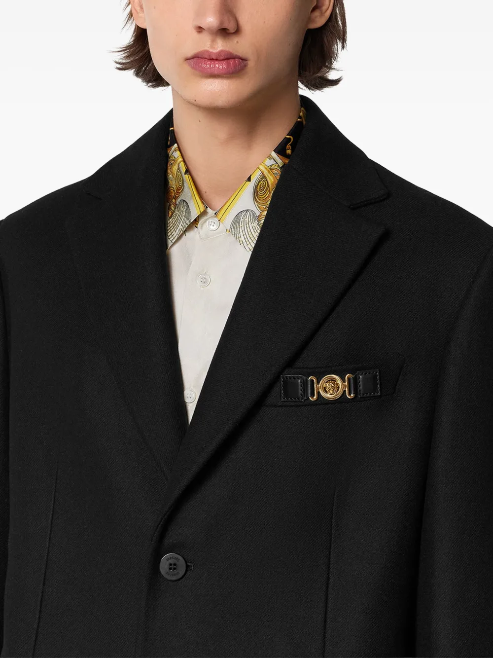 Versace Jas met enkele rij knopen Zwart