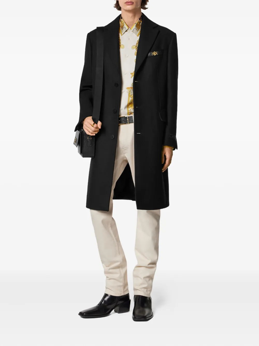 Versace Jas met enkele rij knopen Zwart