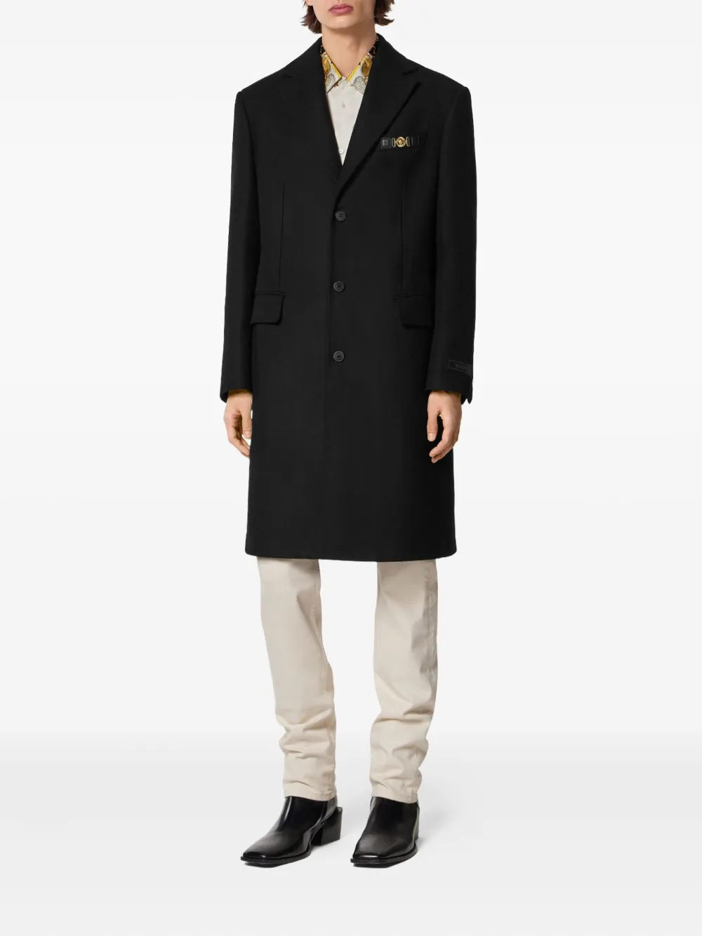 Versace Jas met enkele rij knopen Zwart