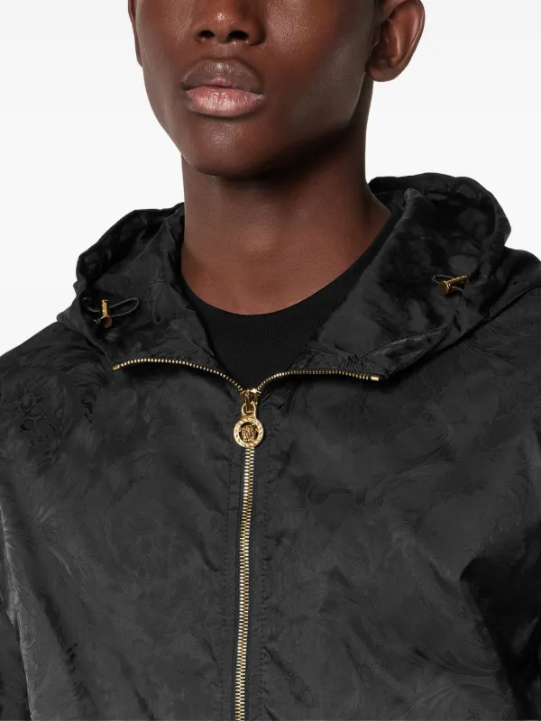 Versace Barocco Jacquard Windbreaker Jacket | Black | FARFETCH