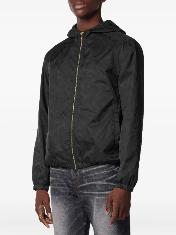 Versace Barocco Jacquard Windbreaker Jacket | Black | FARFETCH