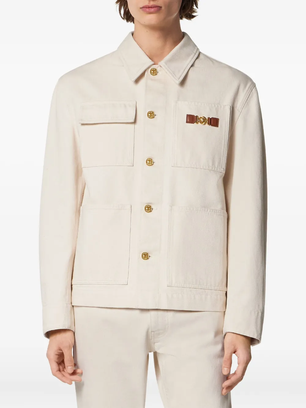 Versace Medusa Biggie denim cargo jack Beige