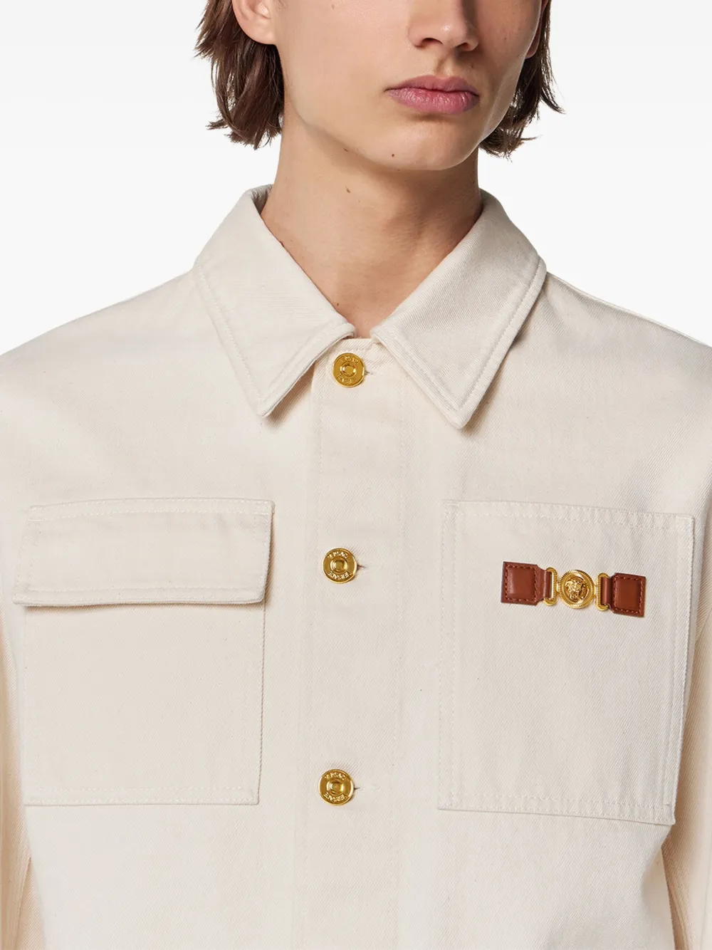 Versace Medusa Biggie denim cargo jack Beige