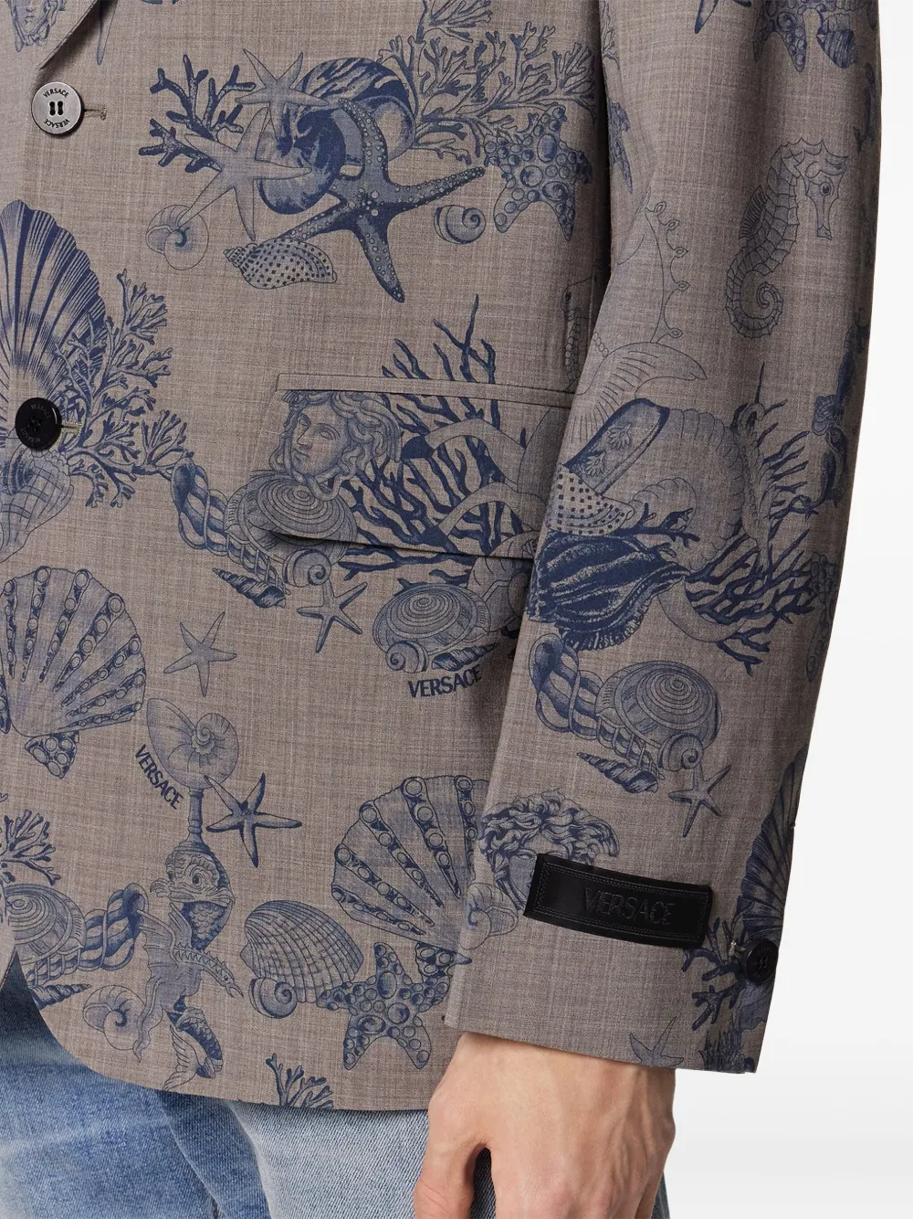 Versace Coral Theatre wollen blazer met enkele rij knopen Bruin