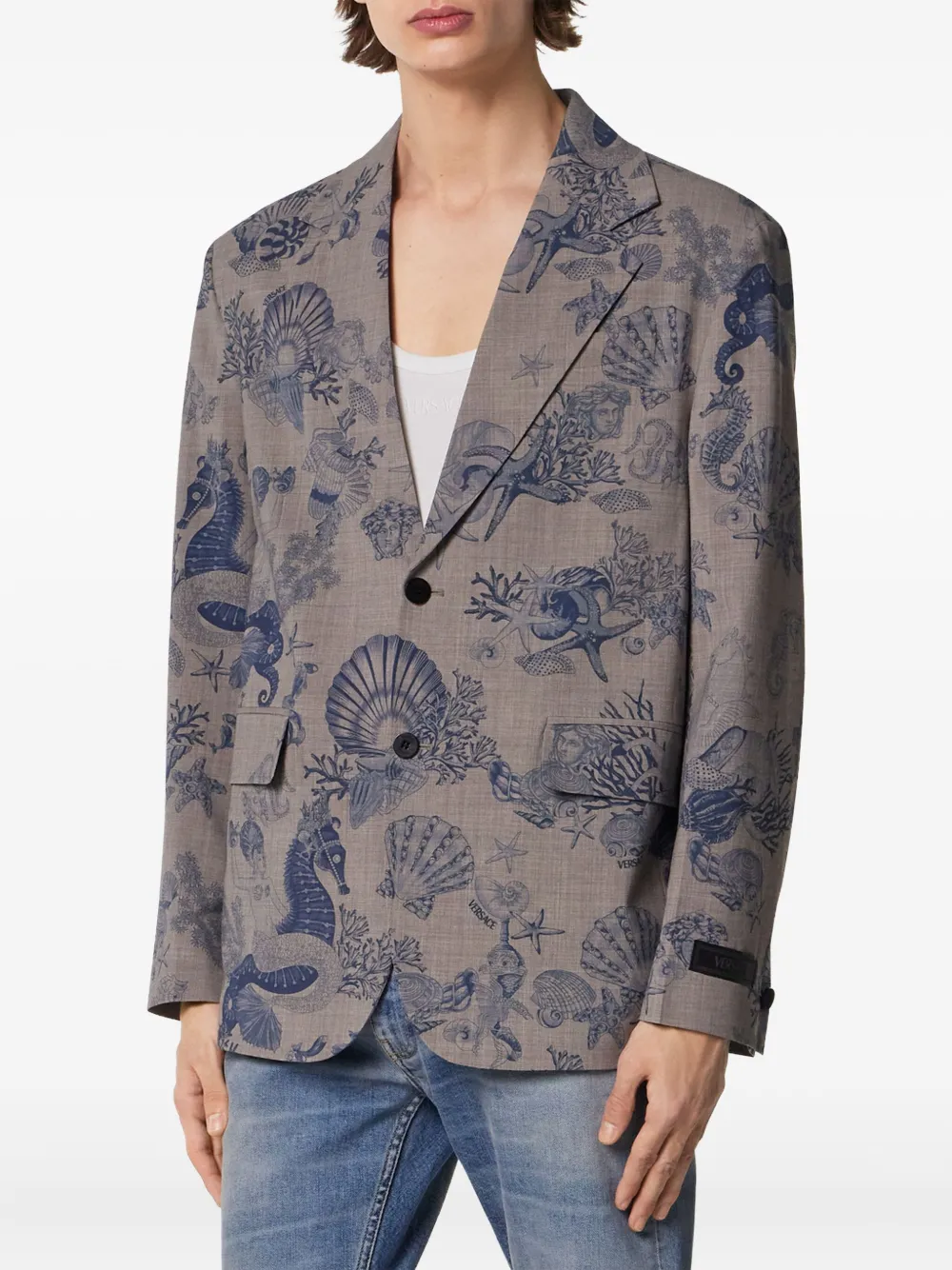 Versace Coral Theatre wollen blazer met enkele rij knopen Bruin