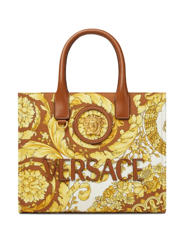 Versace Barocco La Medusa Cotton Tote Bag Yellow FARFETCH IN