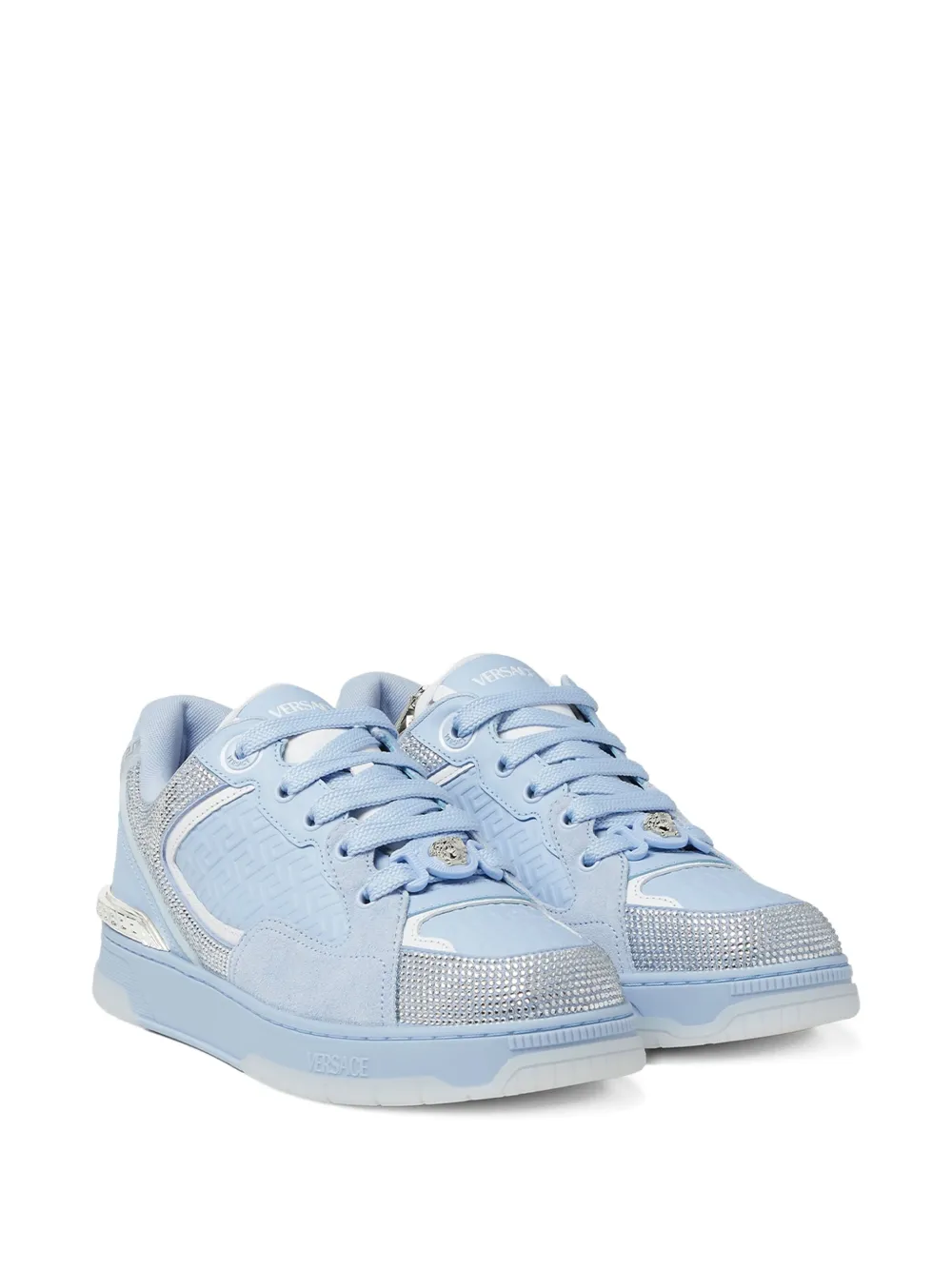 Versace Biggie Basket crystal-embellished sneakers Blue