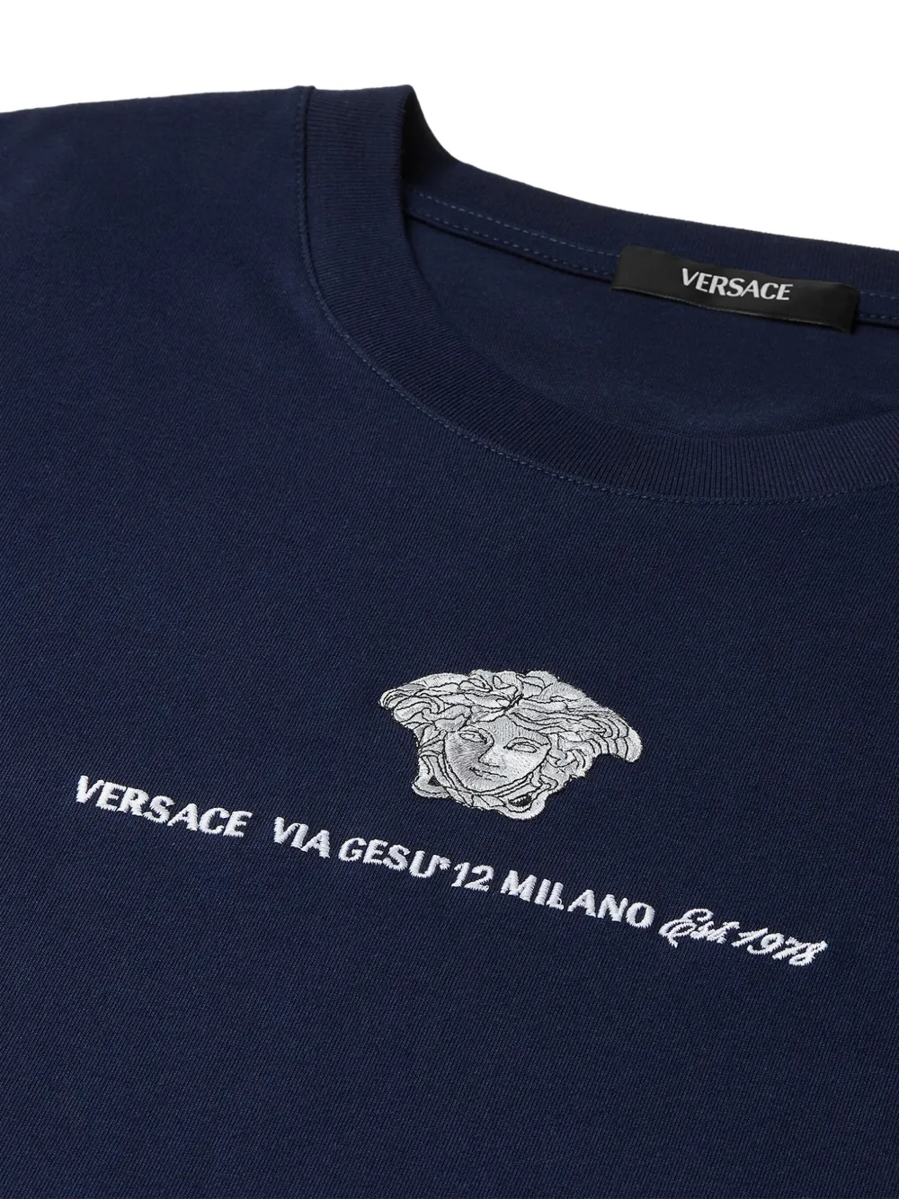 Versace embroidered-Medusa Head T-shirt Blauw