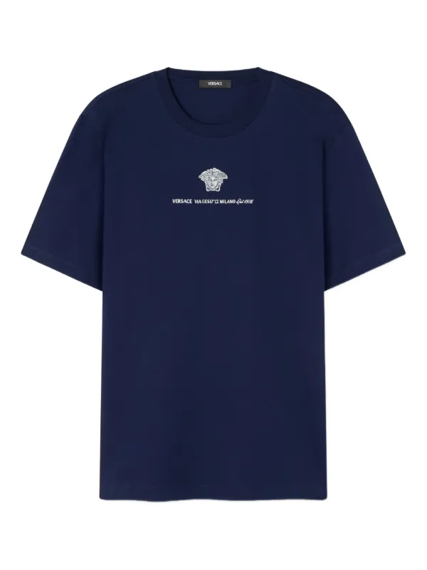 Versace T-Shirt Mit Medusa-Stickerei Blau FARFETCH AT