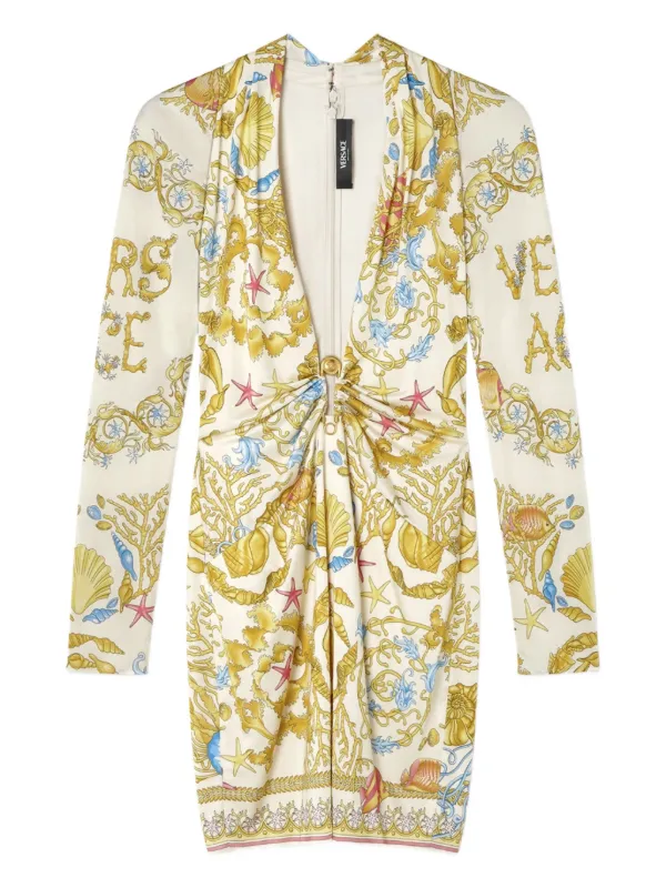 Versace Safety Pin Underwater Barocco Mini Dress | White | FARFETCH Versace Safety Pin Underwater Barocco Mini Dress | White | FARFETCH