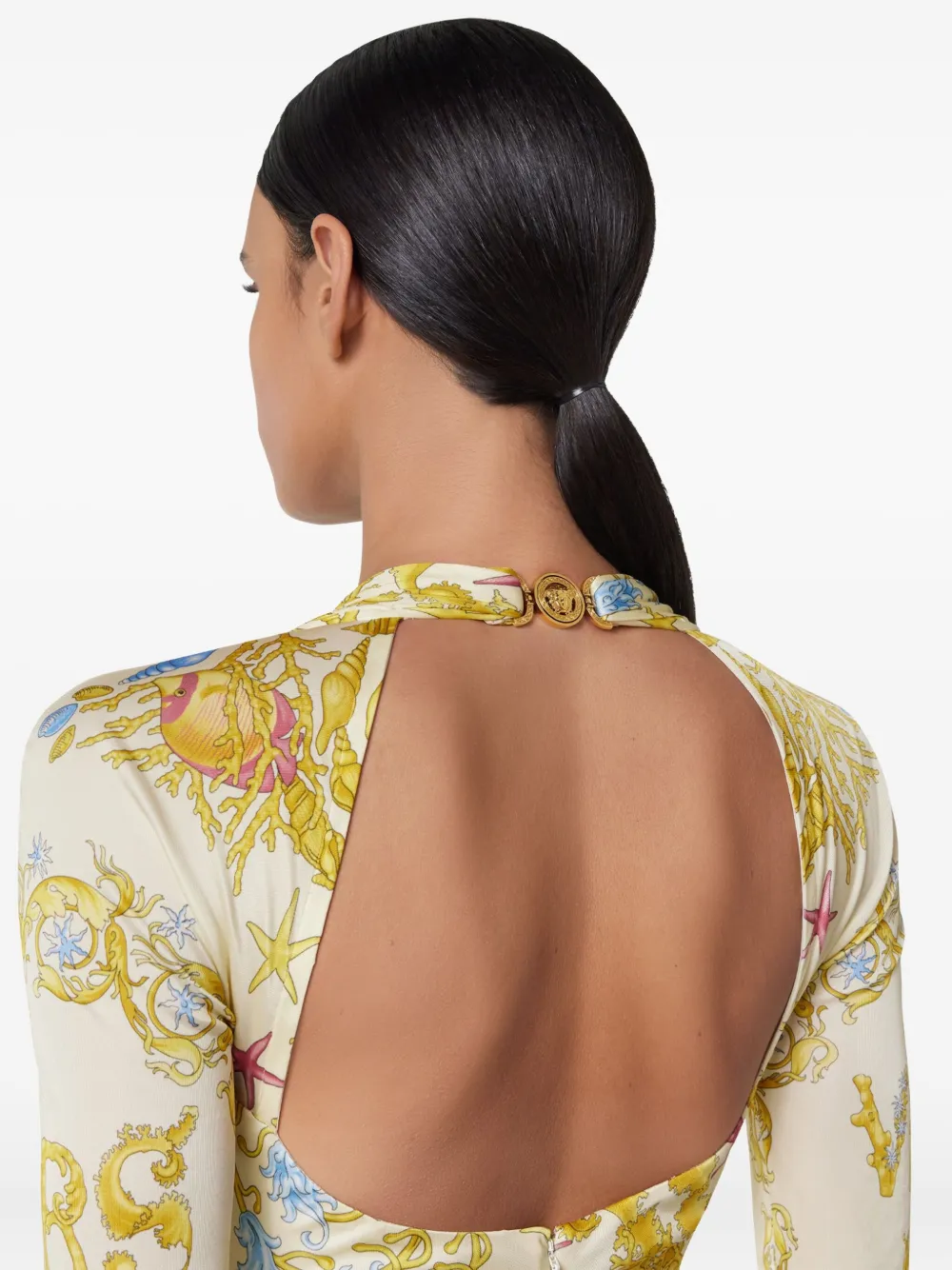 Versace Safety Pin Underwater Barocco mini-jurk Wit