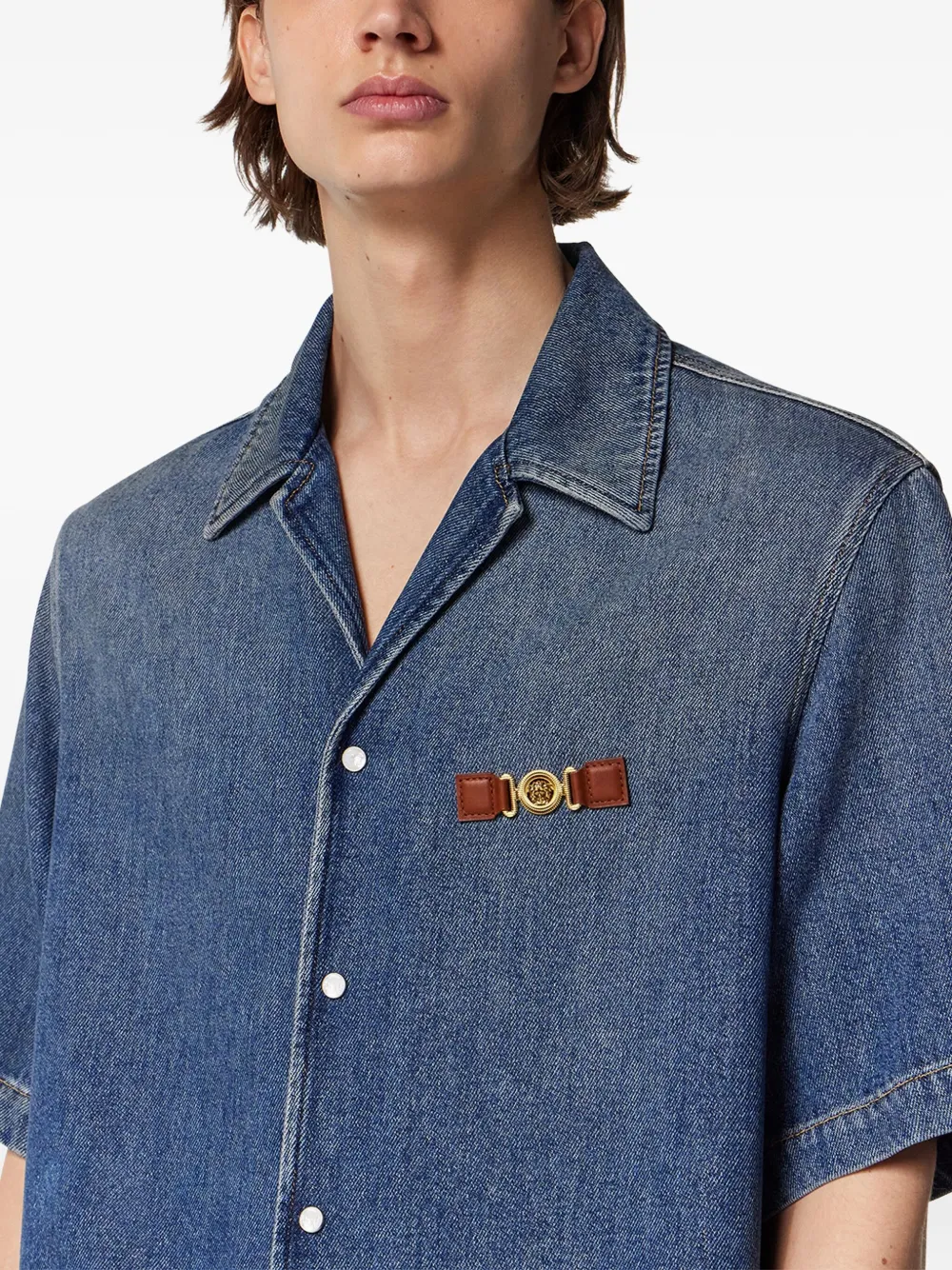 Versace Medusa Biggie denim overhemd Blauw