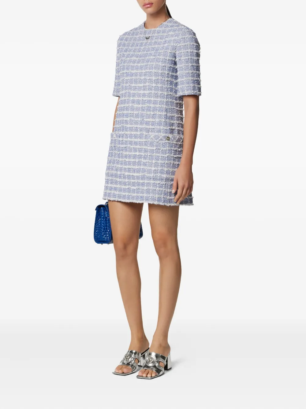Versace Tweed A-lijn mini-jurk - Blauw