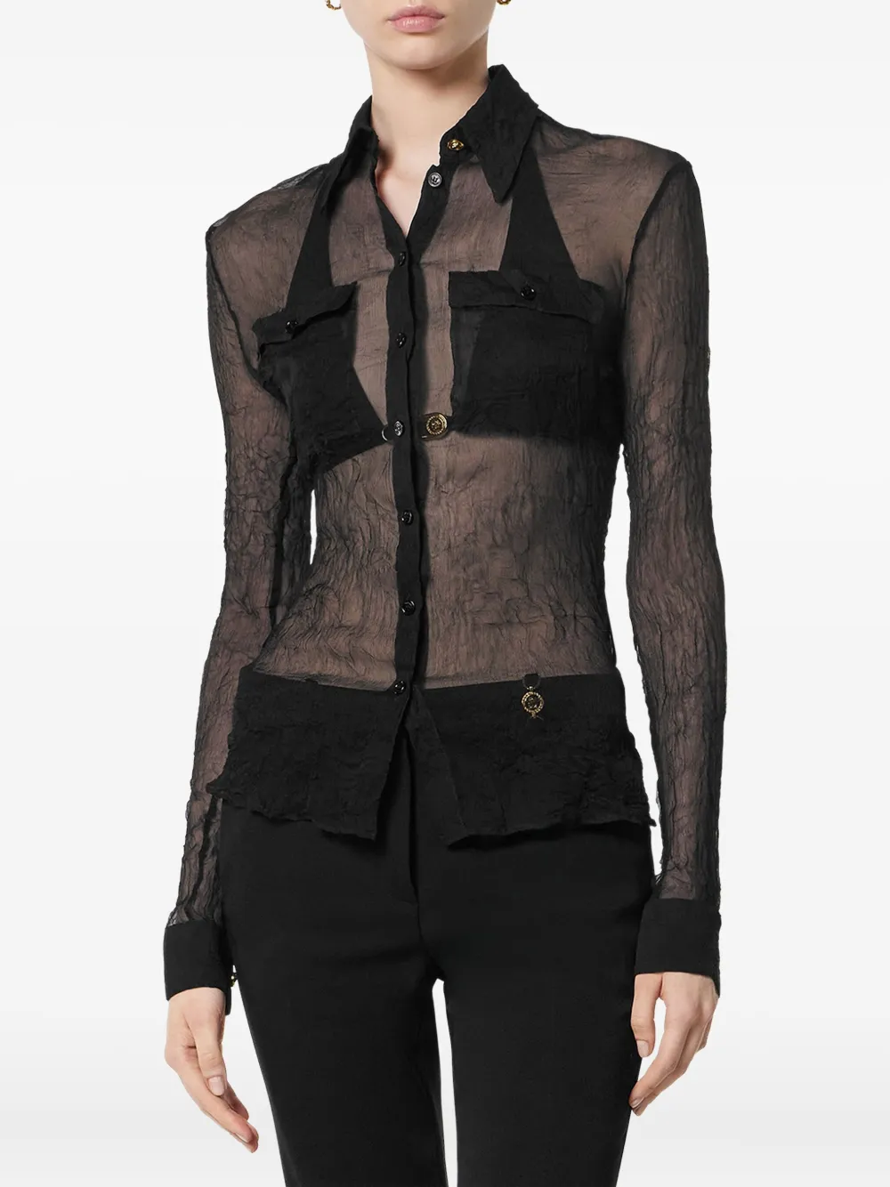 Versace Zijden crêpe blouse Zwart