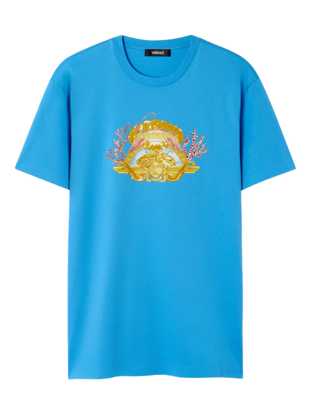 Versace Crystal Dive In Crest T-Shirt | Blue | Image 1
