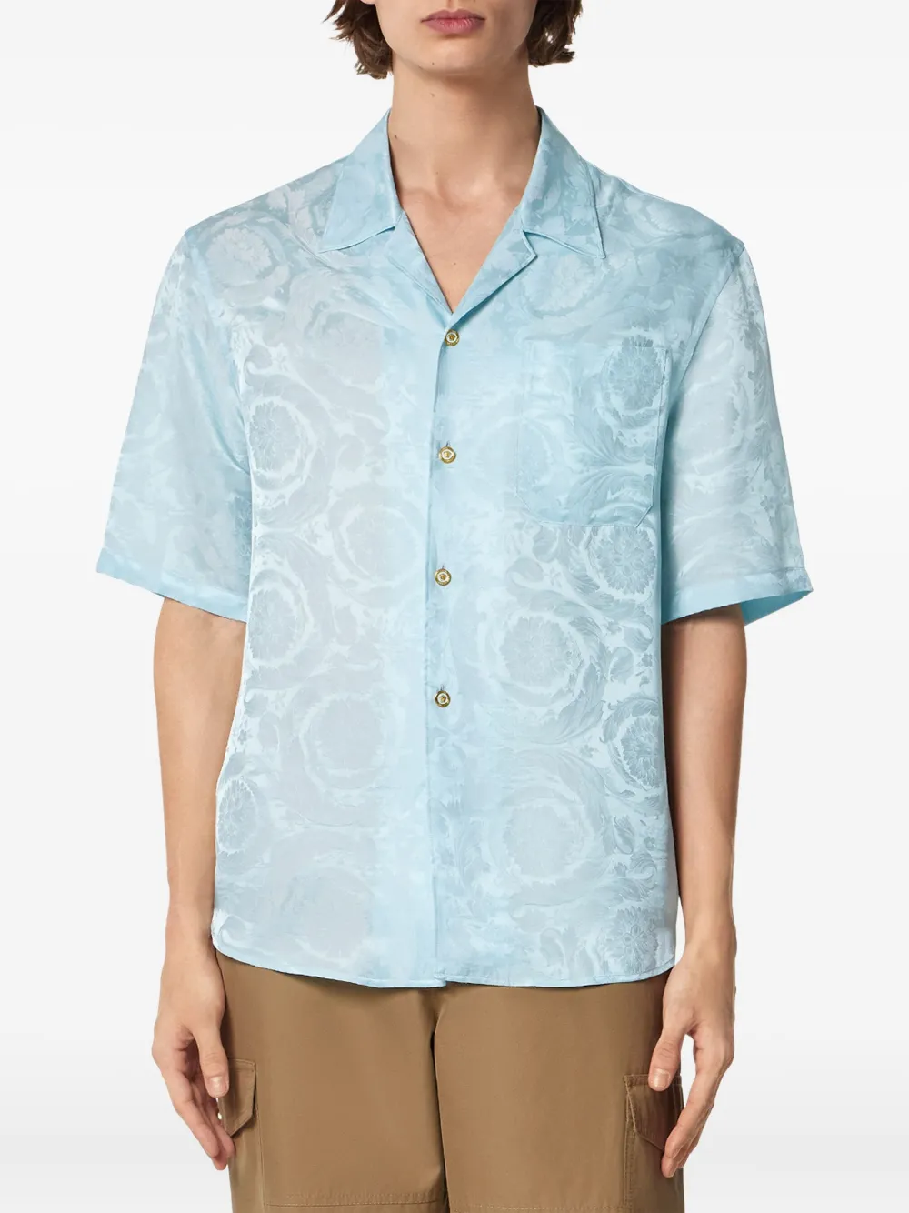 Versace T-shirt met jacquard Blauw