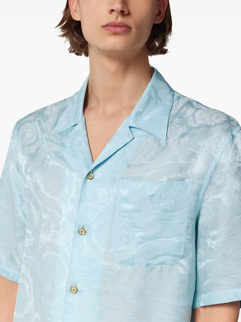 Versace T-shirt met jacquard Blauw