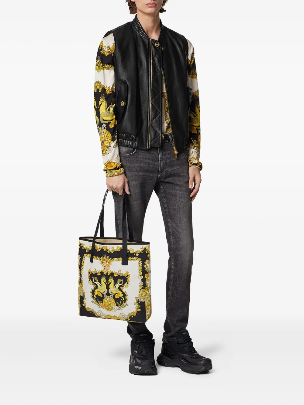 Versace La Medusa jeans met geborduurd detail - Grijs