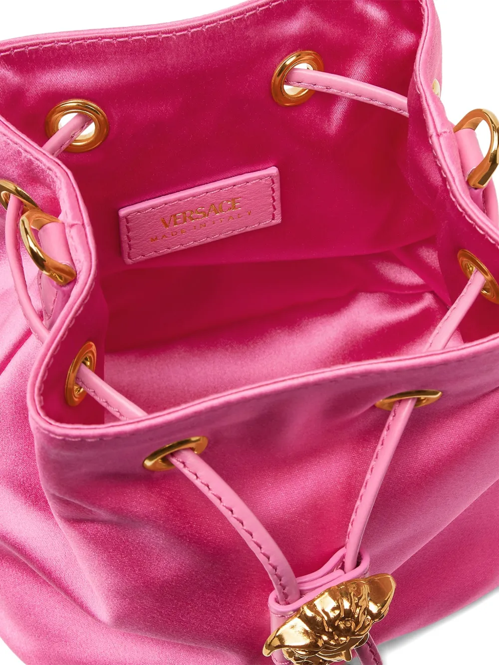 Versace La Medusa kleine bucket-tas met trekkoord Roze