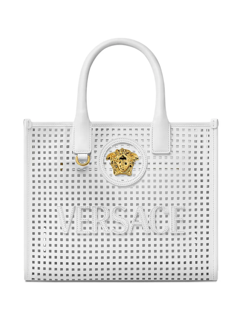 Versace small medusa-plaque perforated tote bag | White | Image 1