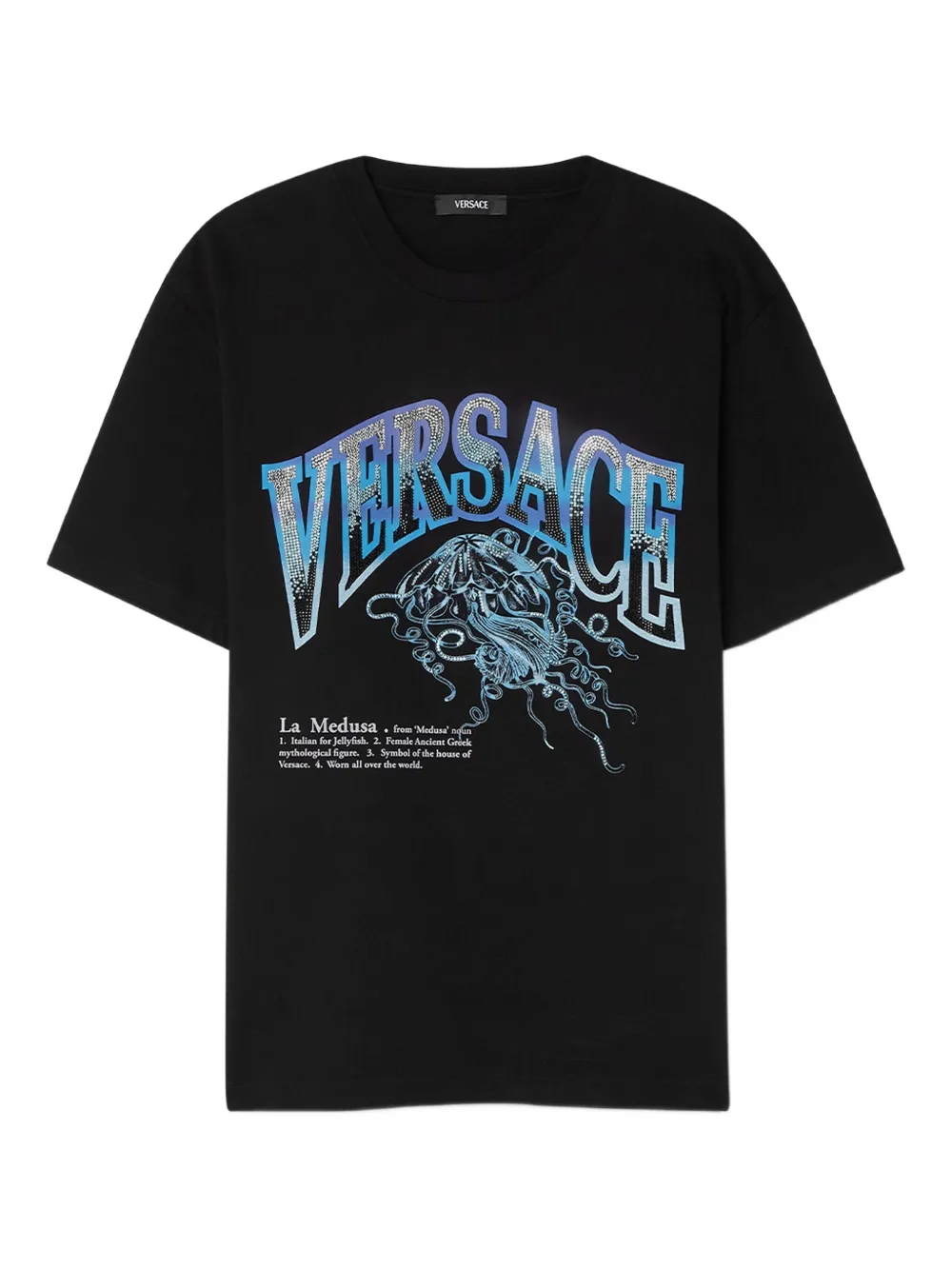 Versace La Medusa T-shirt verfraaid met kristallen Zwart