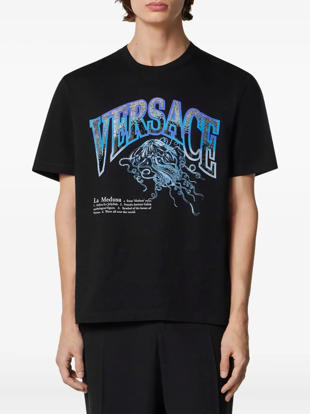 Versace La Medusa T-shirt verfraaid met kristallen Zwart