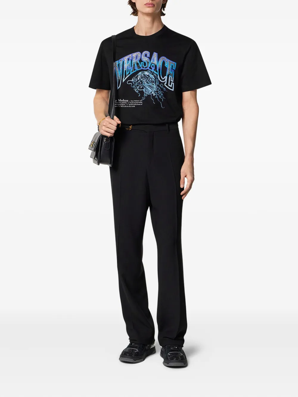 Versace La Medusa T-shirt verfraaid met kristallen Zwart