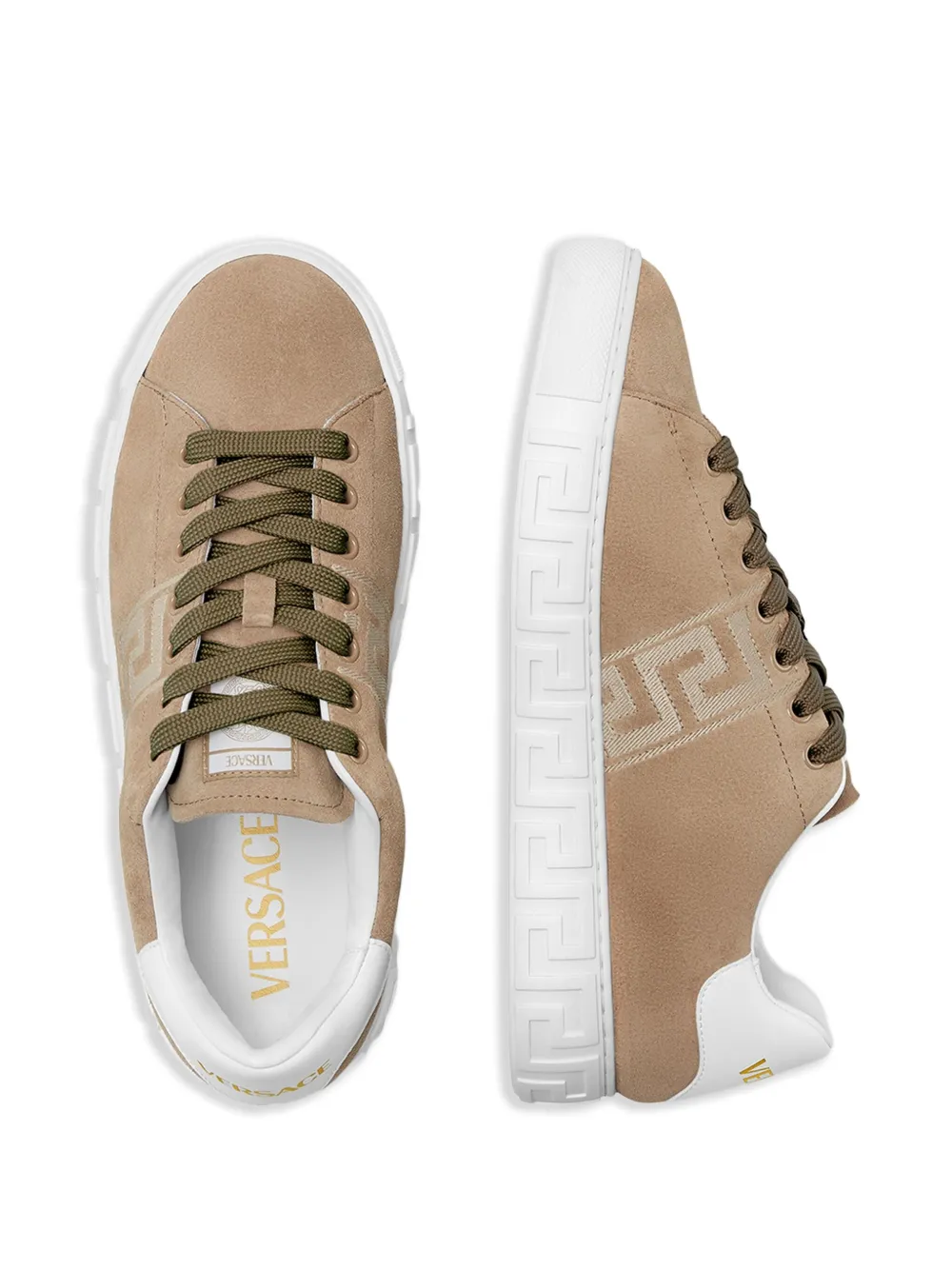 Versace Greca suède sneakers Bruin