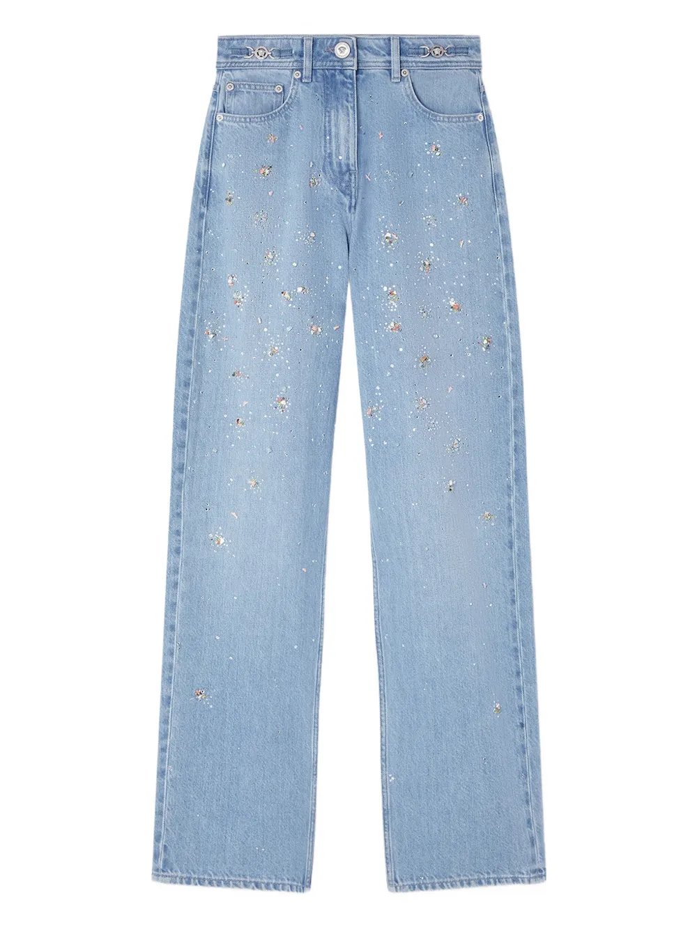 Versace Verfraaide high-waist jeans Blauw