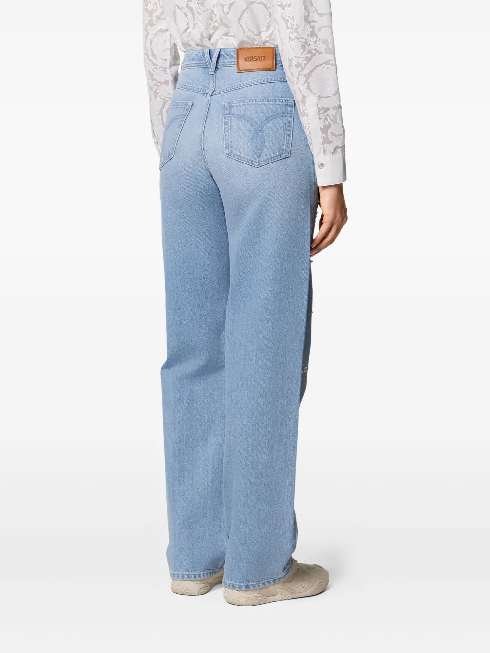 Versace Verfraaide high-waist jeans Blauw
